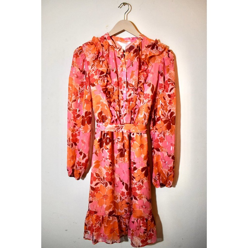 NWT Lauren Conrad Pink and Red Mini Ruffled Dress